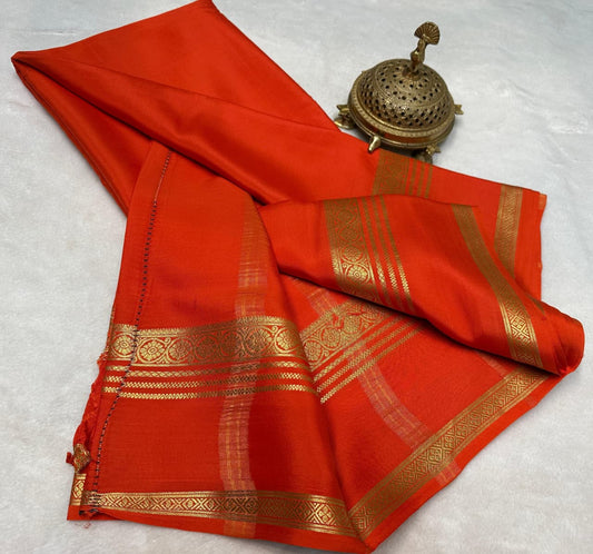 Semi orange mysore silk saree