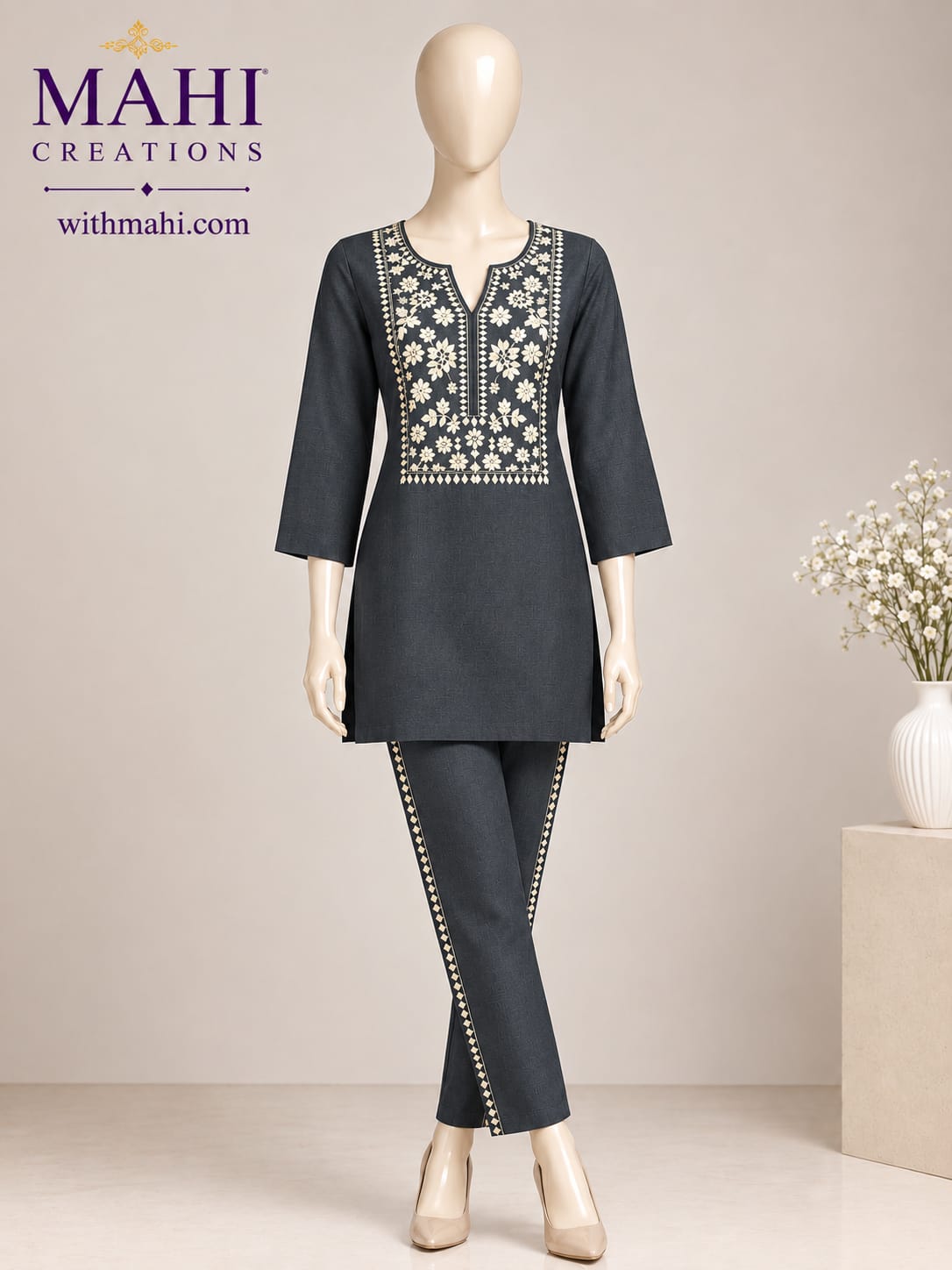 MC95 - Dark grey rayon co-ord set