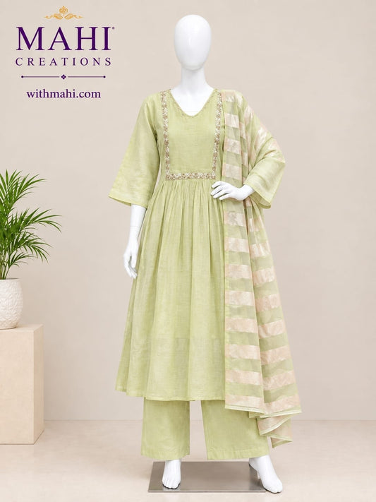 Mul chanderi three piece set