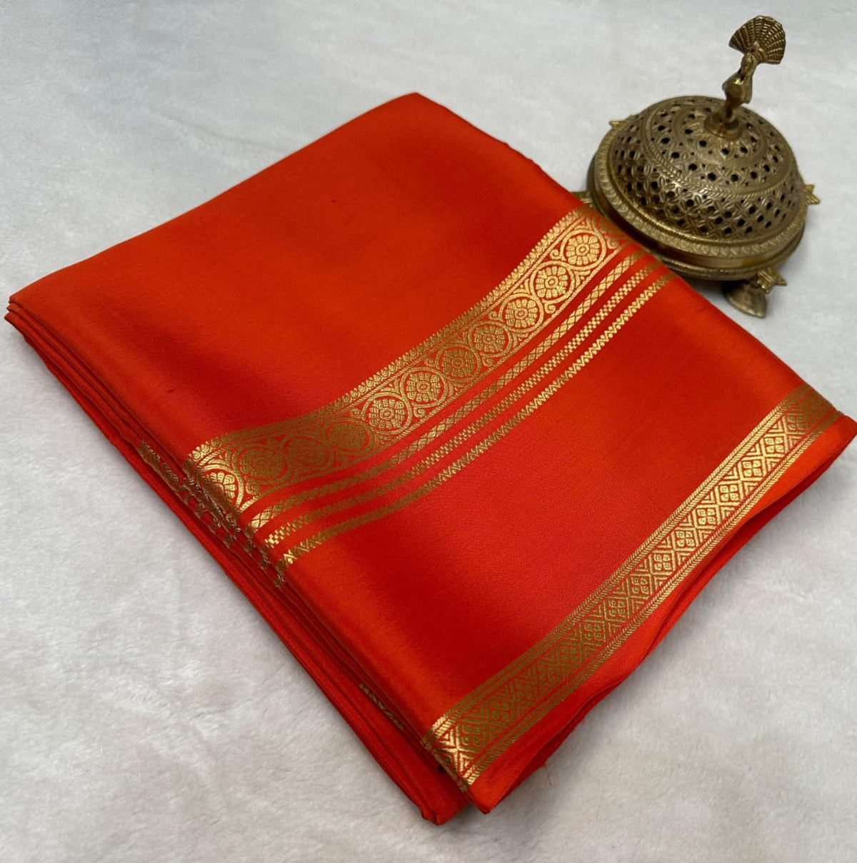 Semi orange mysore silk saree